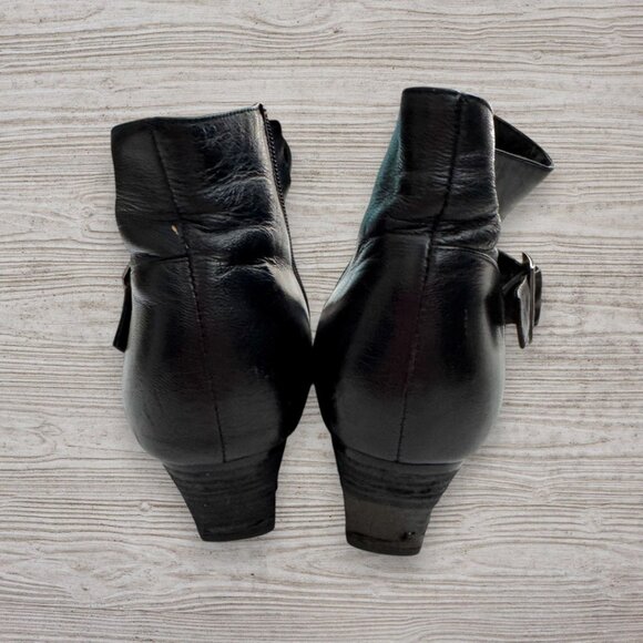 RUPERT Vintage Black Leather Square Toe Stripe Western Moto Ankle Boots EU 38 - Picture 5 of 8